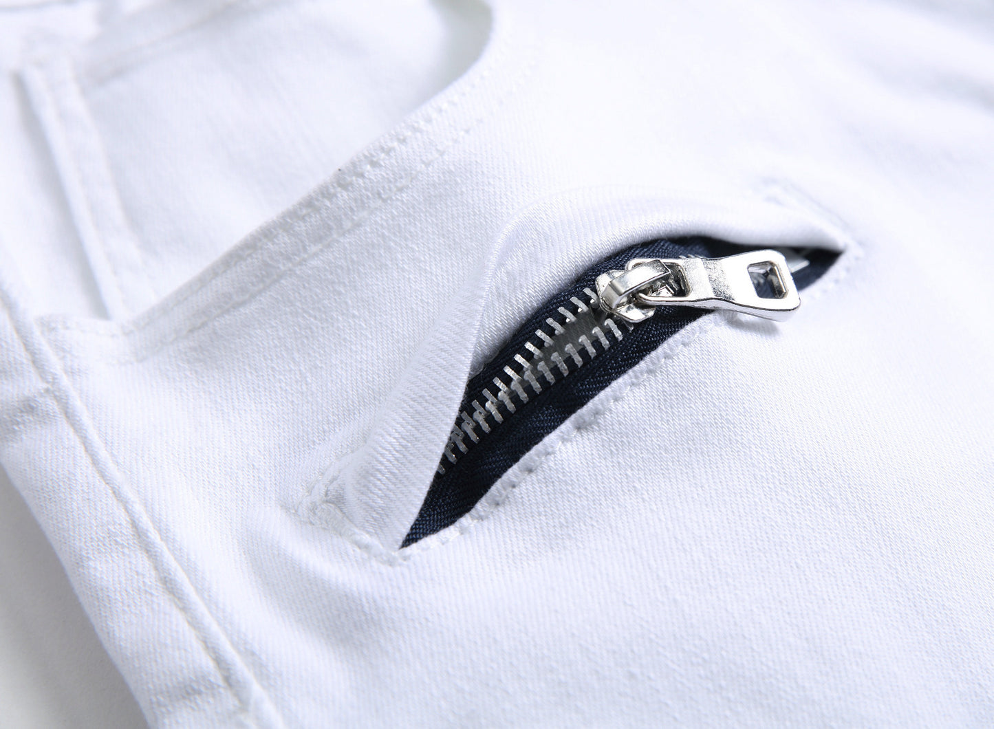 Men's White Slim Fit Denim Shorts