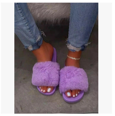 Rhinestone Furry Sandals Ajanka Inc