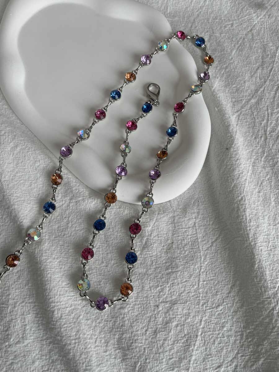 Colorful Rhinestone Waist Chain