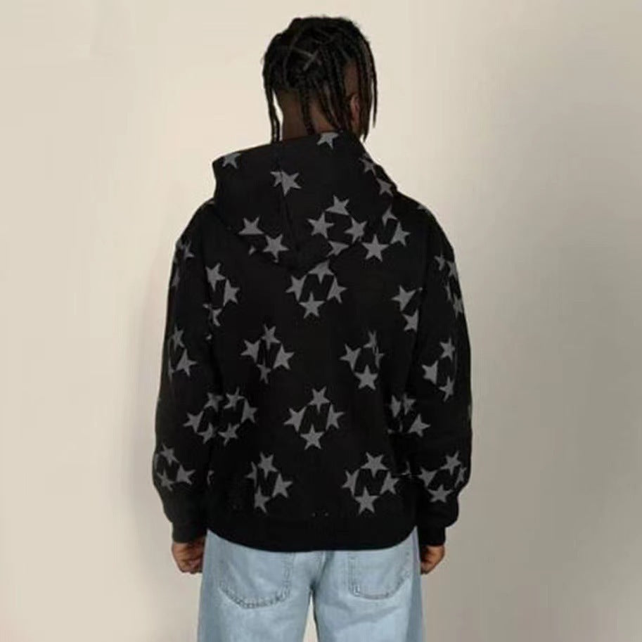 Printed Hooded Cardigan