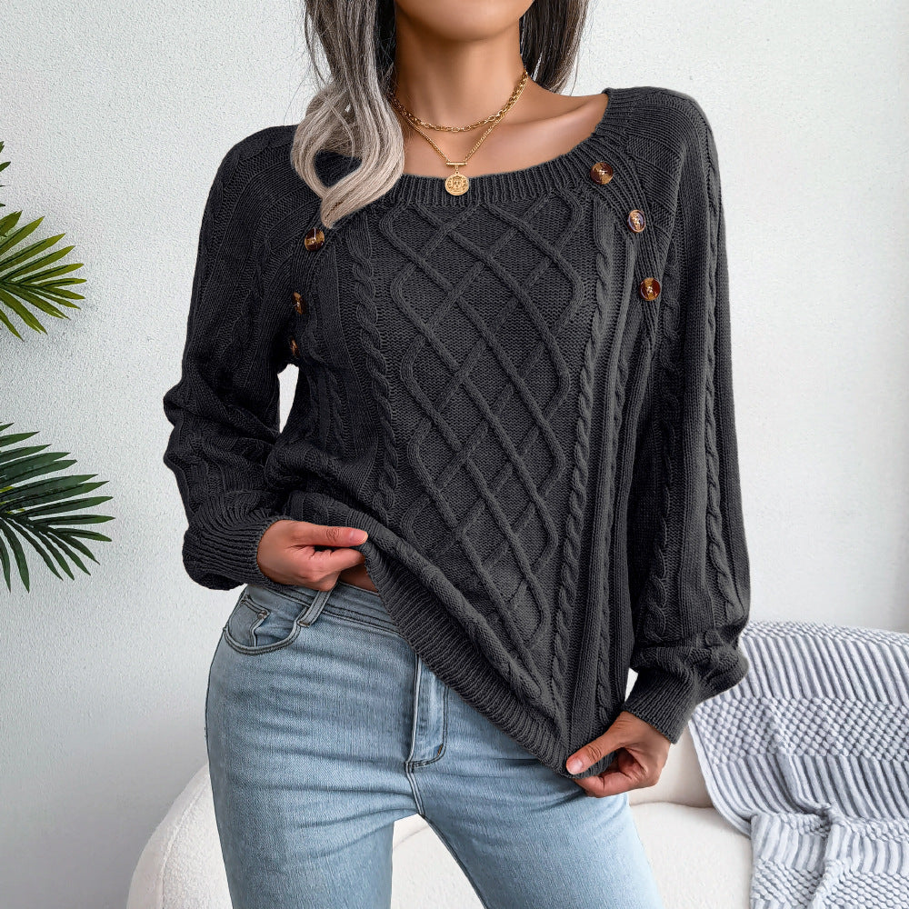 Squared Neck Knitted Sweater