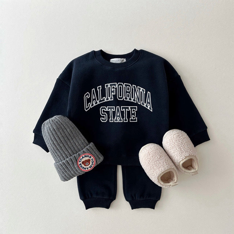 Boys & Girls Lettered Hooded 2pcs Set