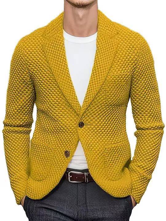 Lapels Suit Casual Knitted Jacket Cardigan For Men