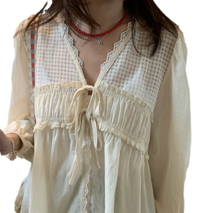 Women's Retro V-neck Loose Shirt