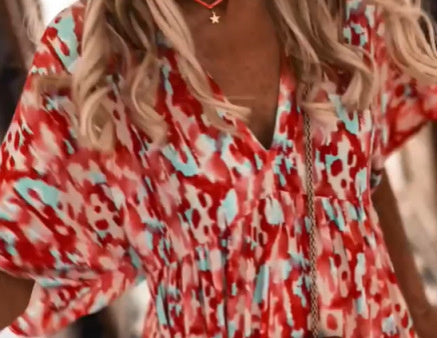 Women's Printed V-neck Loose Dress