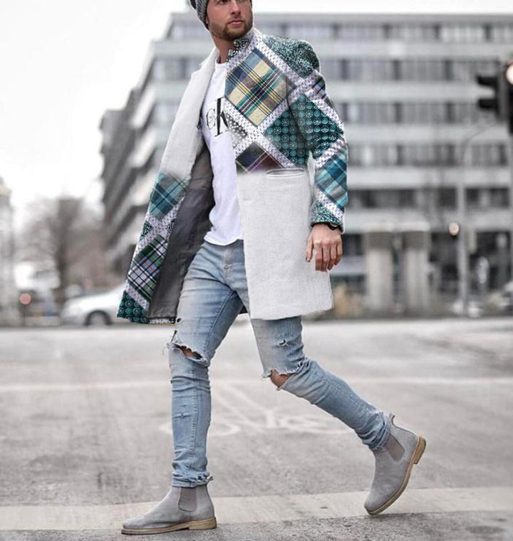 Men's Woolen Mid-length Trench Coat