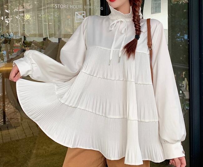 Ruffled High Collar Blouse