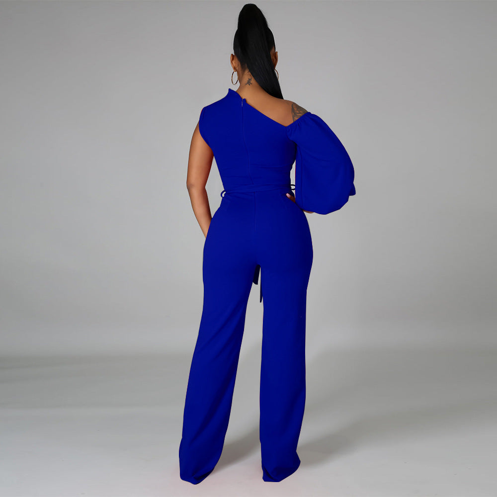 One Shoulder Bell Bottoms Jumpsuit