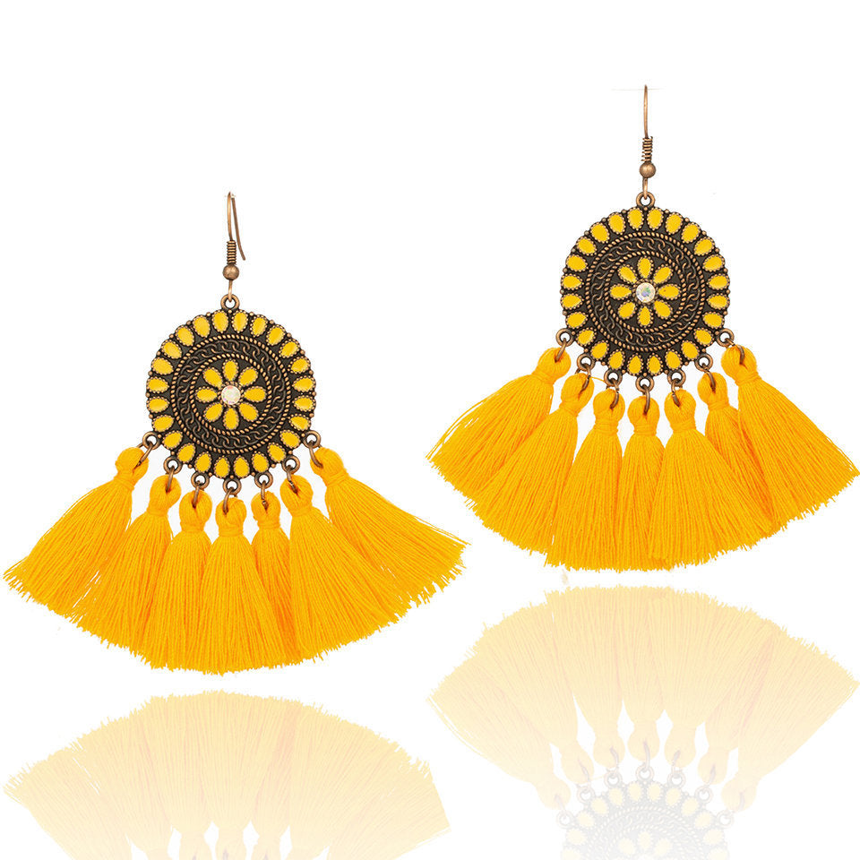 Large Tassel Sunflower Earrings