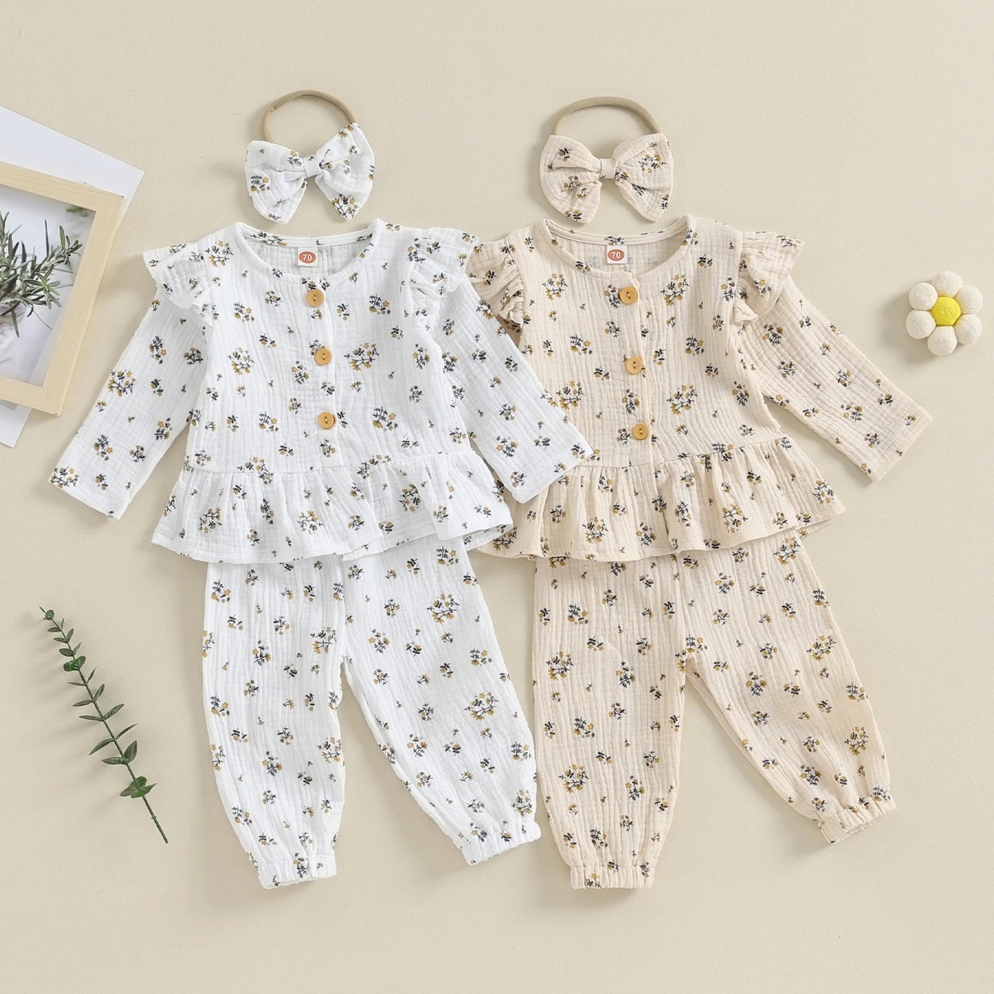 Girl's Cotton Double-layer Suit Playsuit