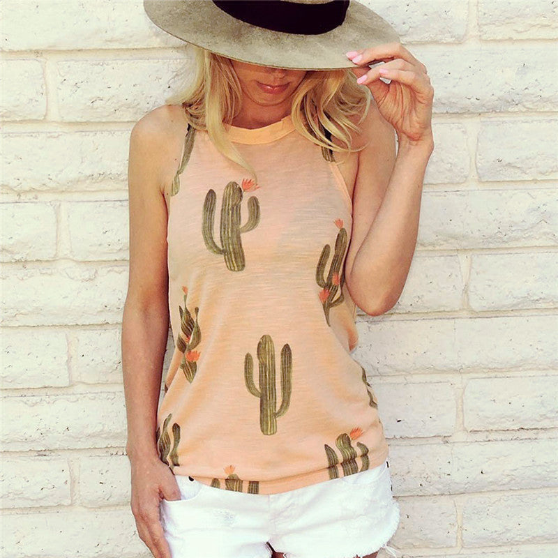 Women's Cactus Print T Shirt