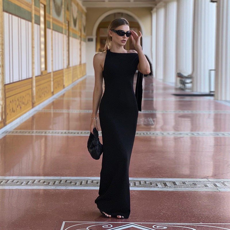 One-shoulder Ribbon Long Evening Dress