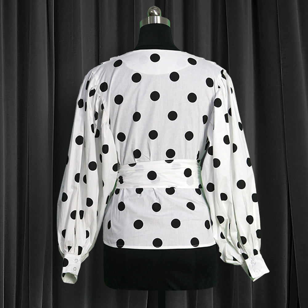 Women's Balloon Sleeves Polka Dot Blouse