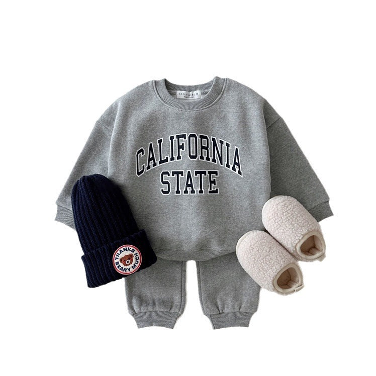 Boys & Girls Lettered Hooded 2pcs Set
