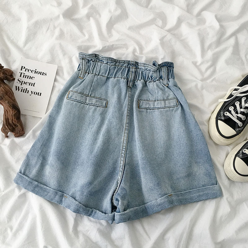 Ladies Retro Elastic Waist Shorts