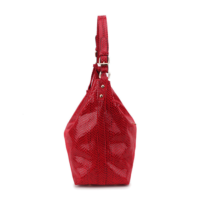 Ladies' Snake Pattern Crescent Handbag