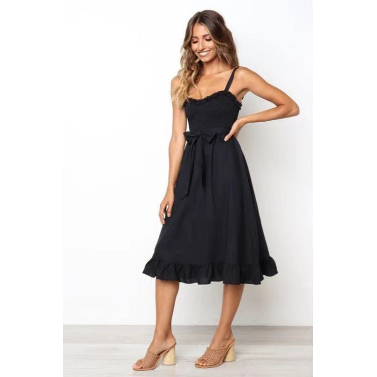 Cotton Ruffled Mid-length Dress