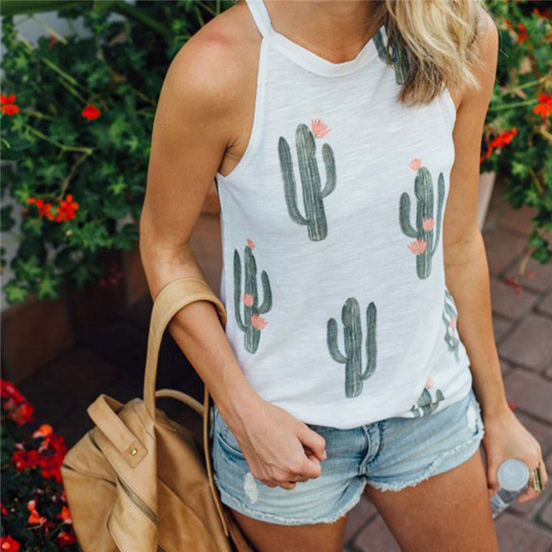 Women's Cactus Print T Shirt