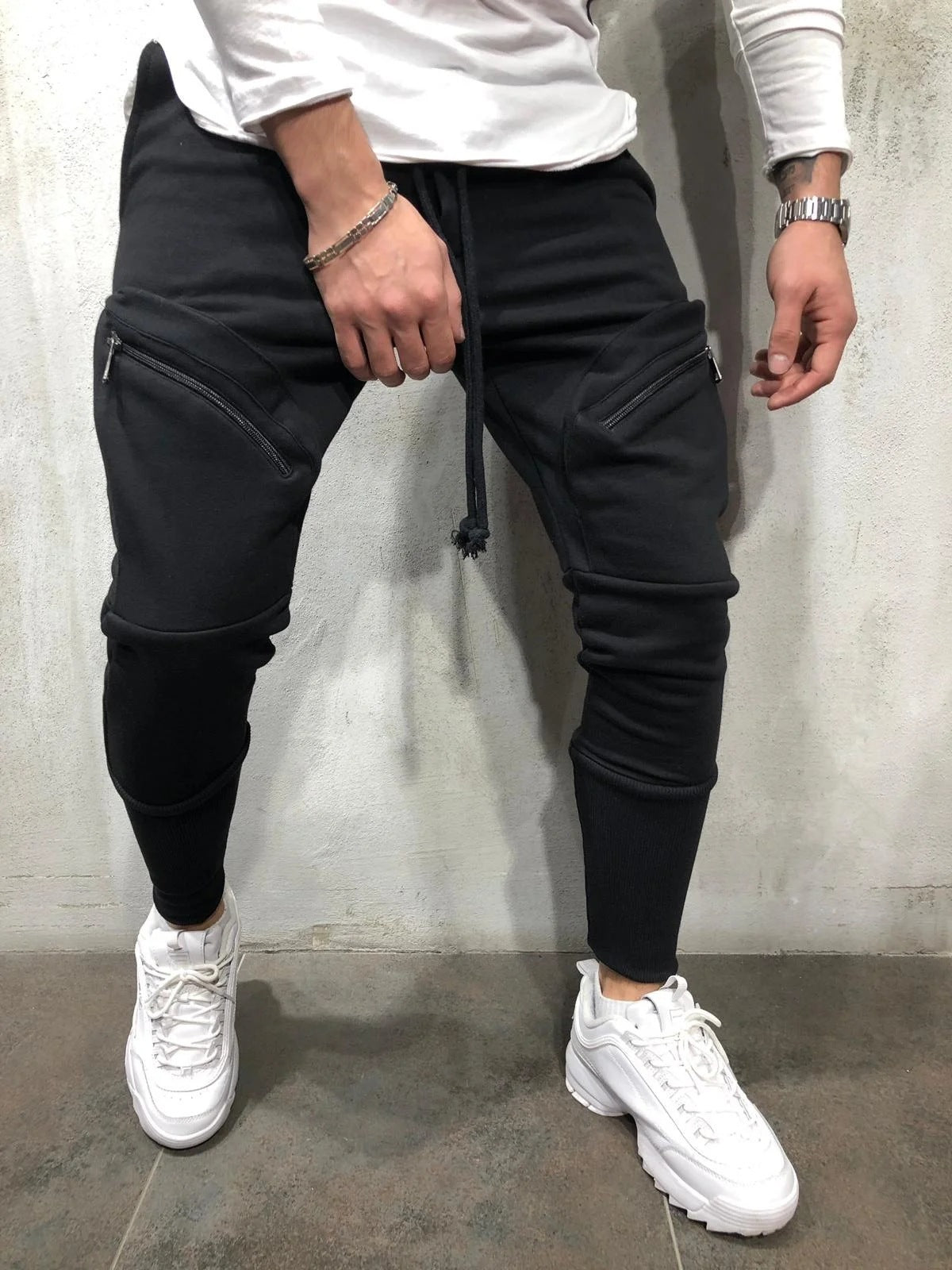 Men Zippered Sports Pants
