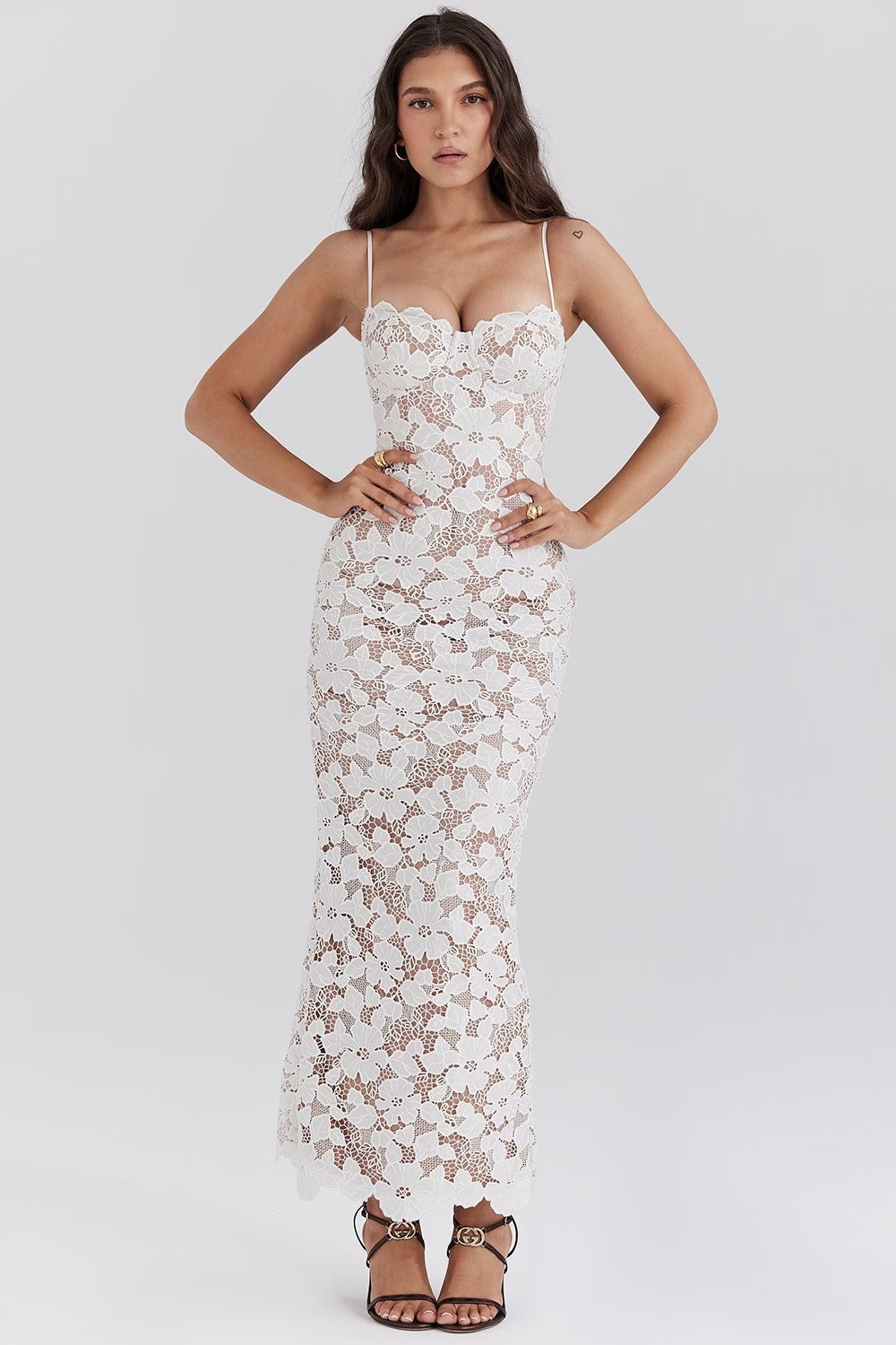 Women's White Suspender Dress