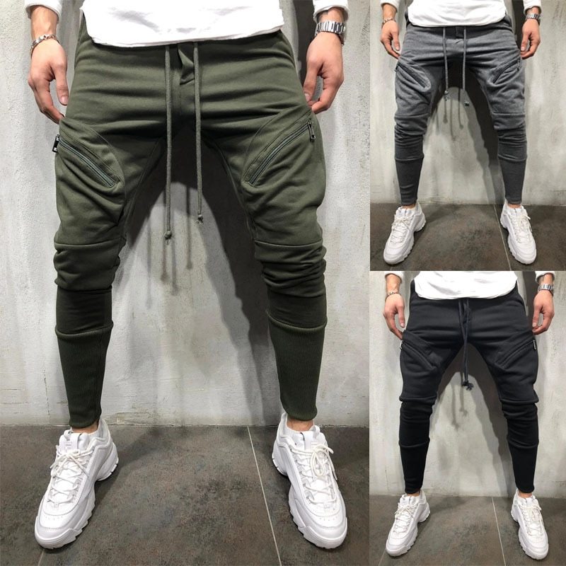 Men Zippered Sports Pants