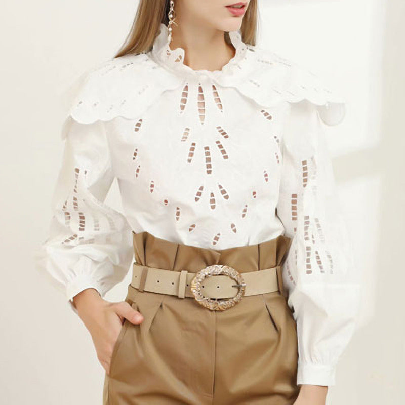 Stand-Collar Cutout Shirt