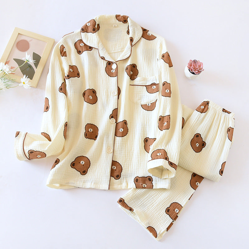 Long Sleeve Gauze 100% Cotton Pajamas