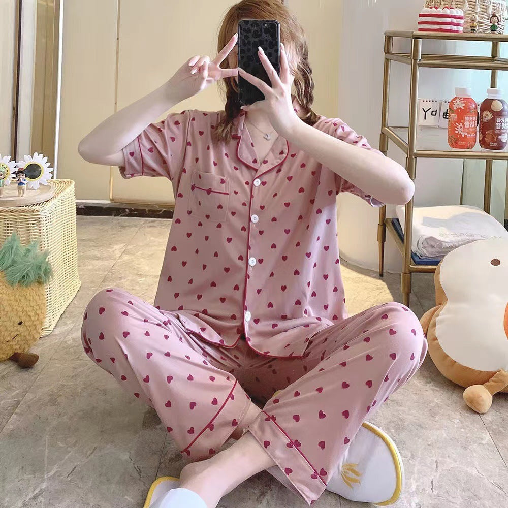 Women's Short-sleeved Silk Pajamas