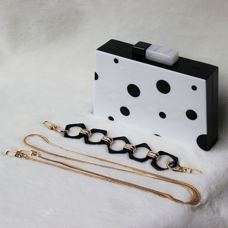 Black And White Polka Dot Clutch Bag