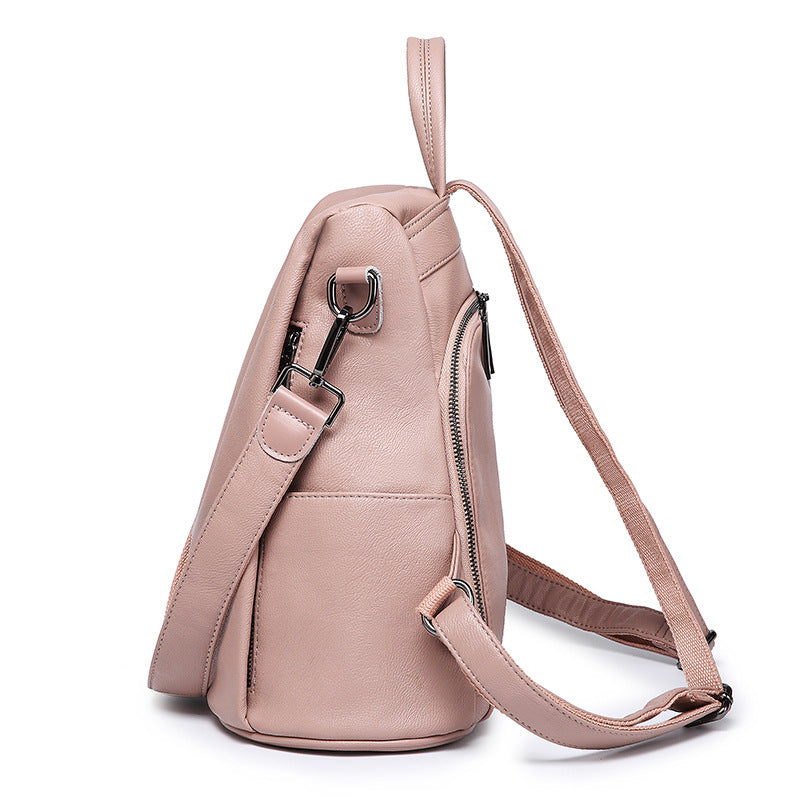 Large Capacity Soft Leather Backpack