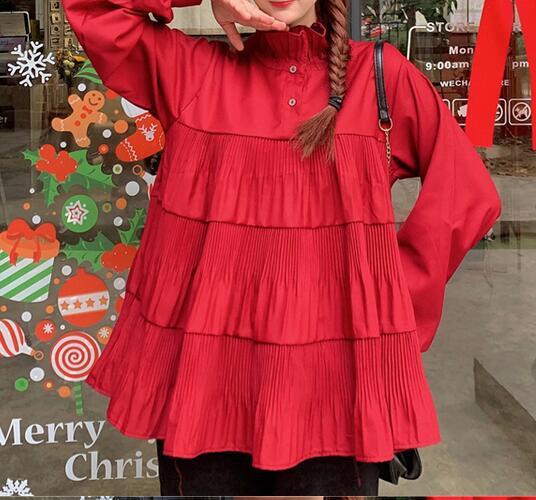Ruffled High Collar Blouse