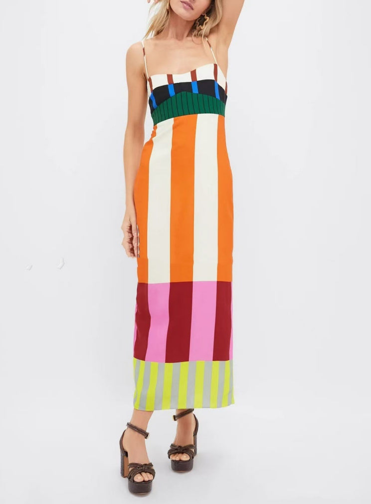 Women's Color Block Cotton Mix Dress | Ajanka Inc.