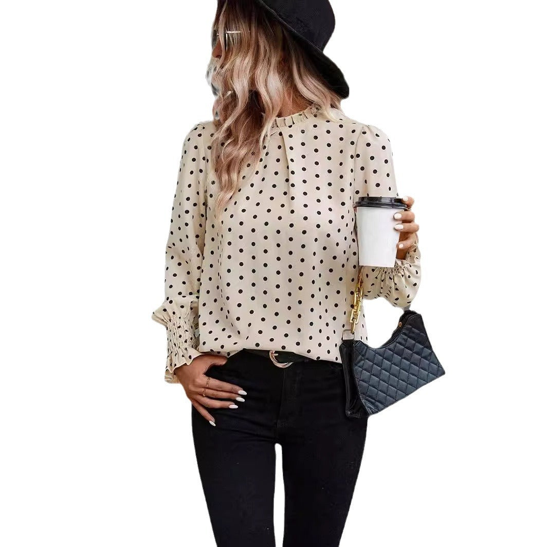 Polka Dot Puff Sleeve Shirt