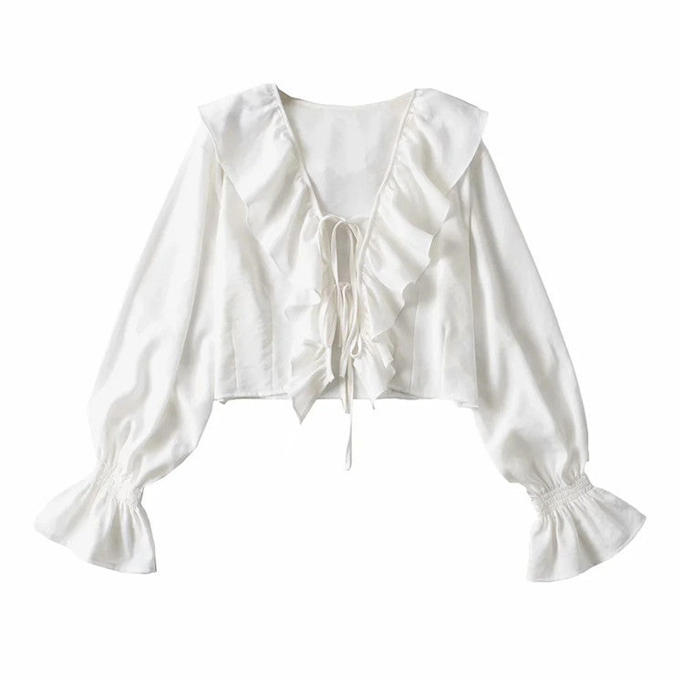 Women's Elegant White Chiffon Top