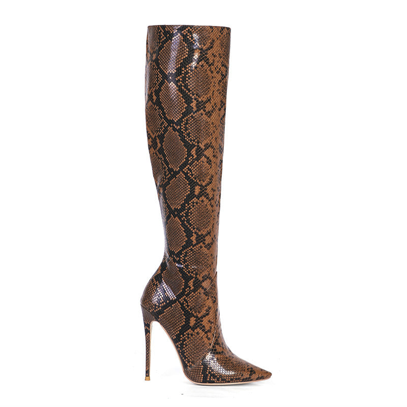Snake Knee High Boots