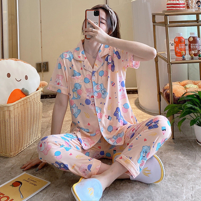 Women's Short-sleeved Silk Pajamas