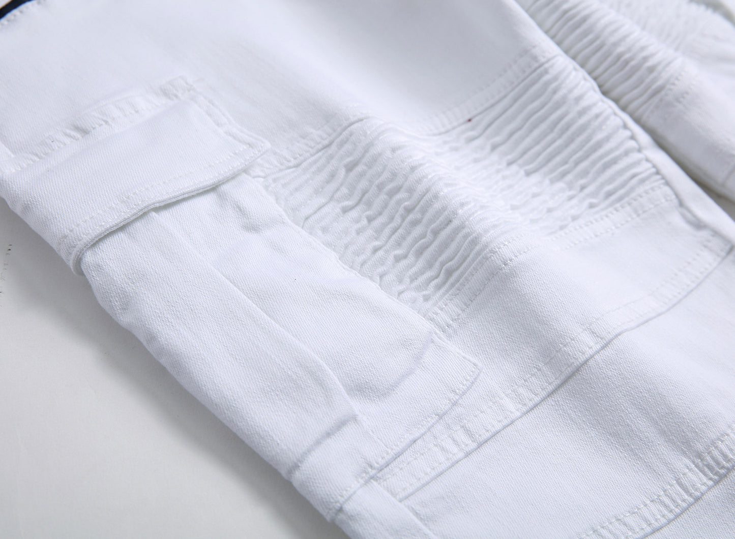 Men's White Slim Fit Denim Shorts