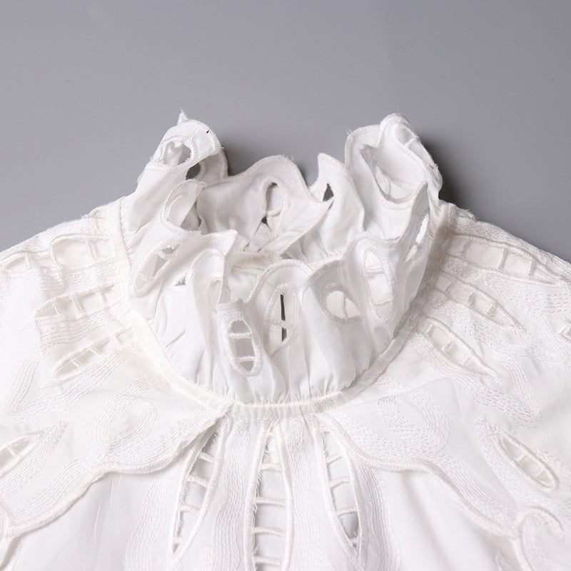 Stand-Collar Cutout Shirt