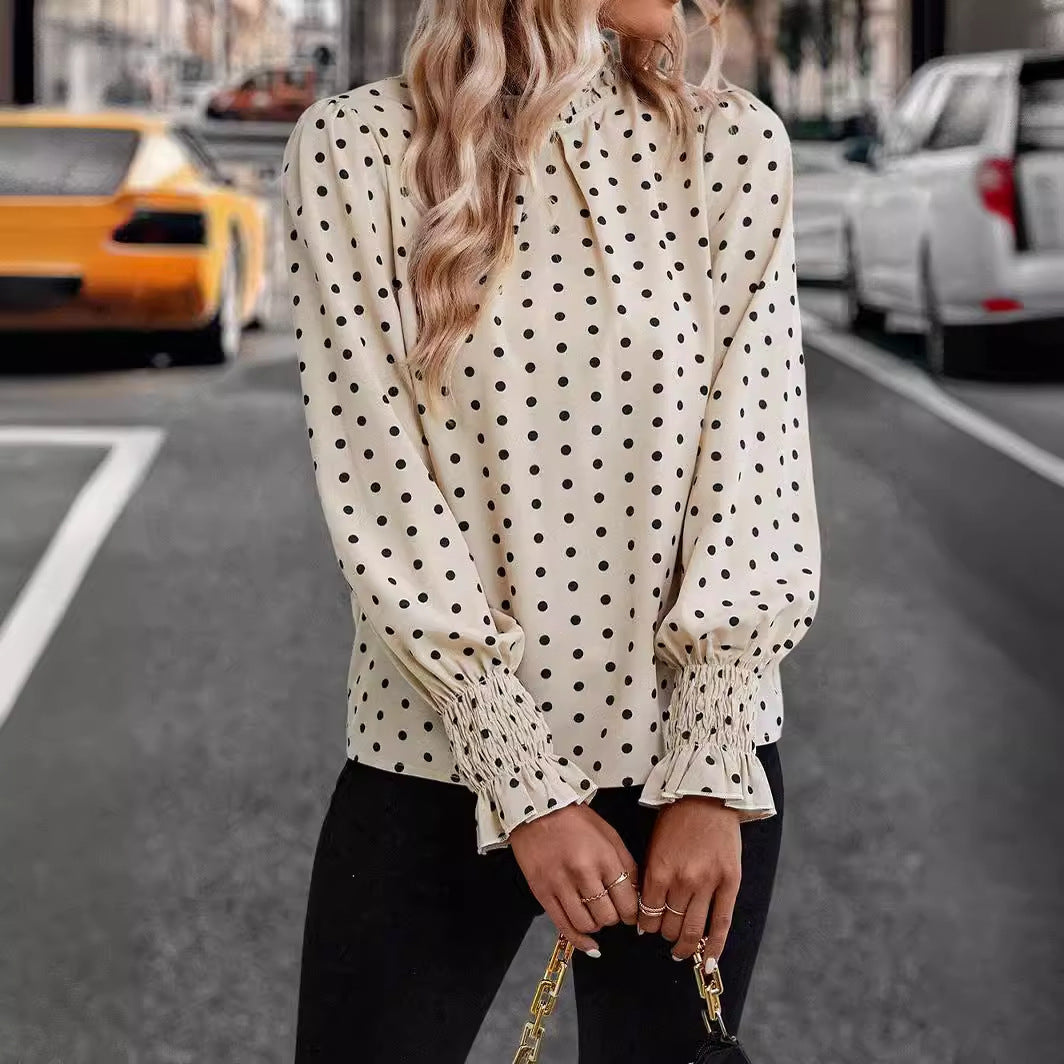 Polka Dot Puff Sleeve Shirt