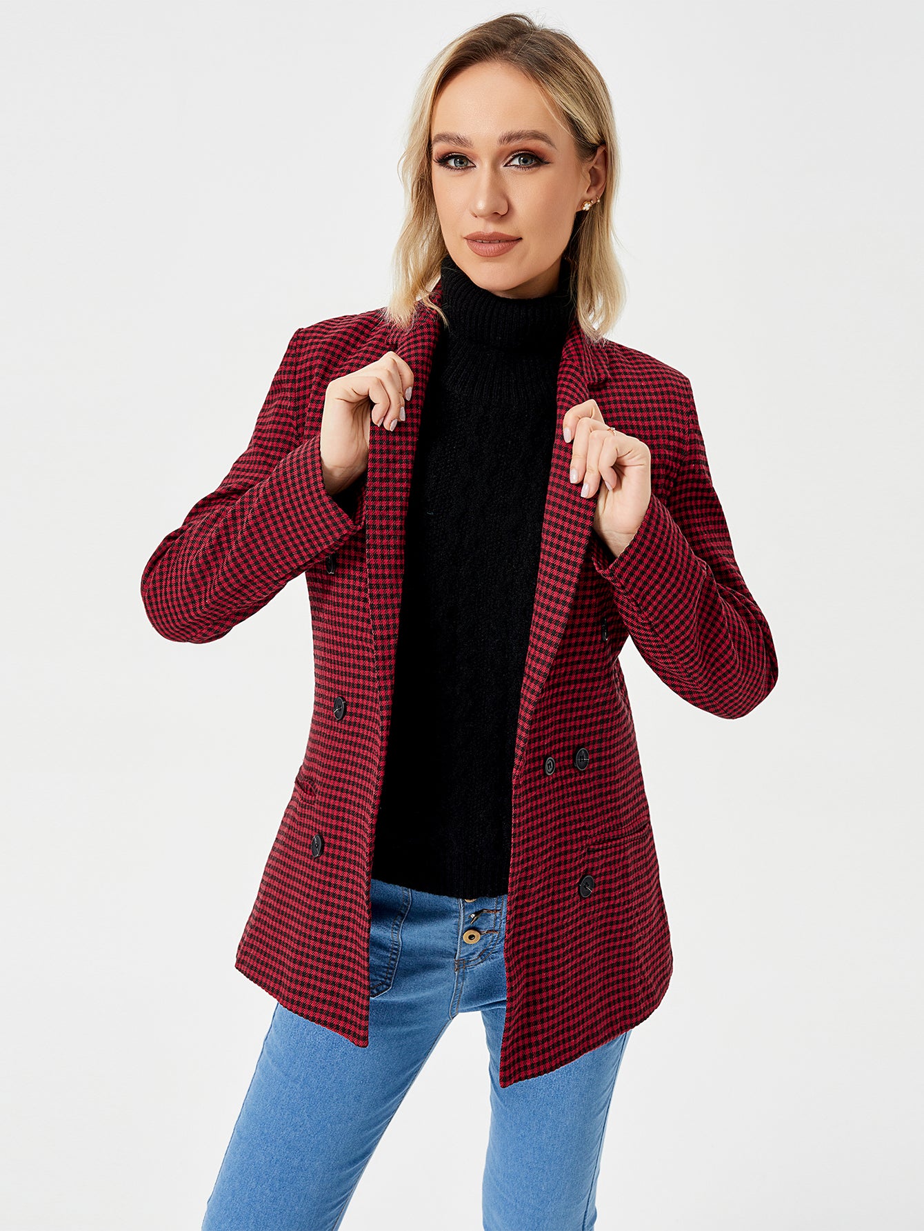 Womens Plaid Blazer