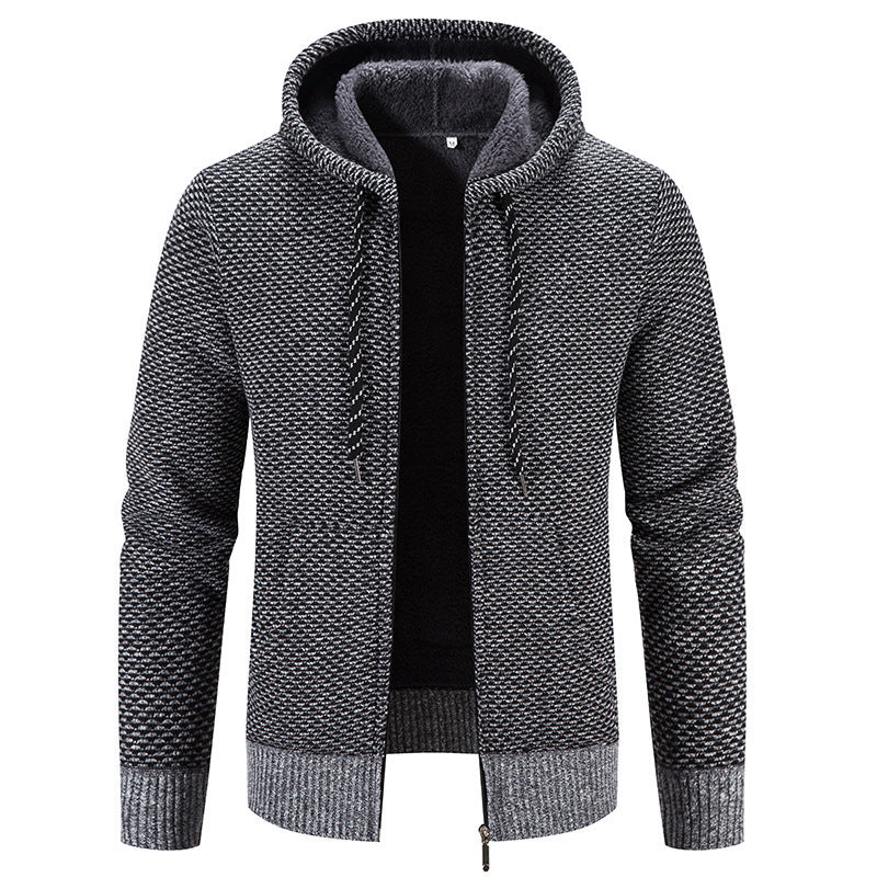 Men's Drawstring Plush Sweater Coat
