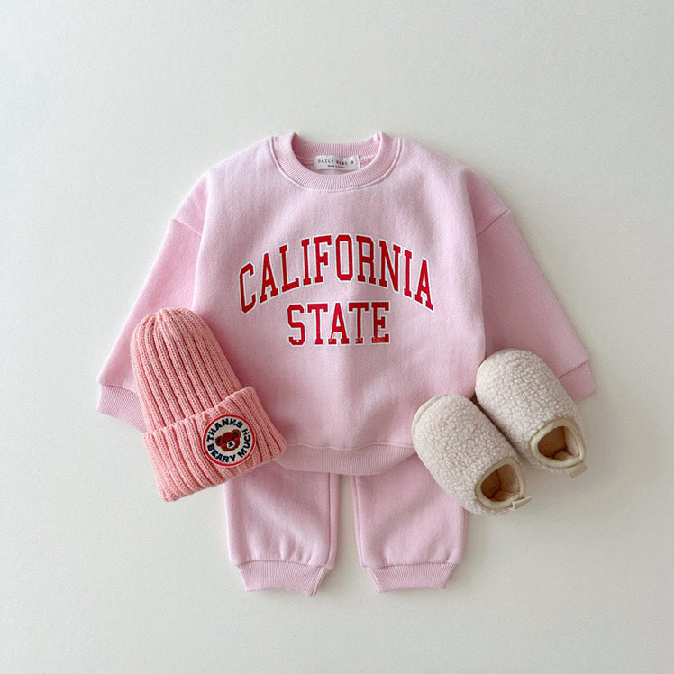 Boys & Girls Lettered Hooded 2pcs Set