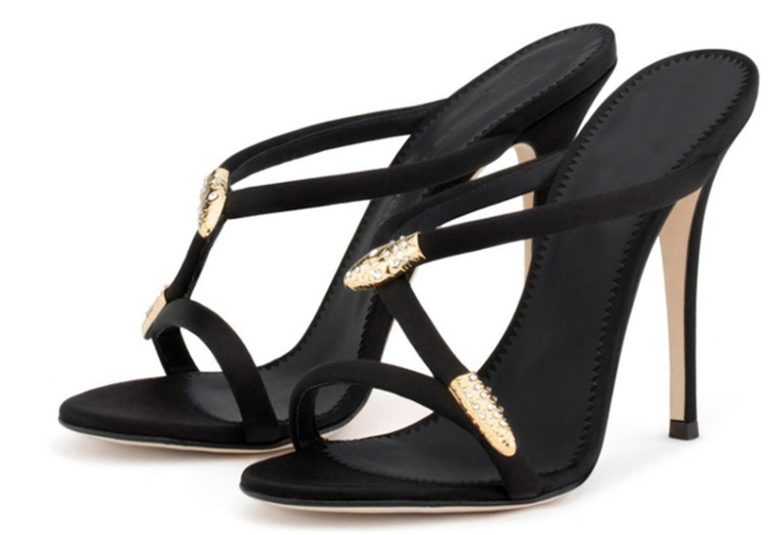 Satin Snake Stilettos