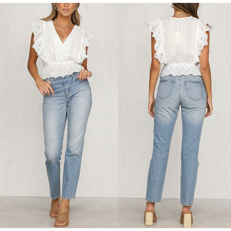 Embroidered Short Cotton Top