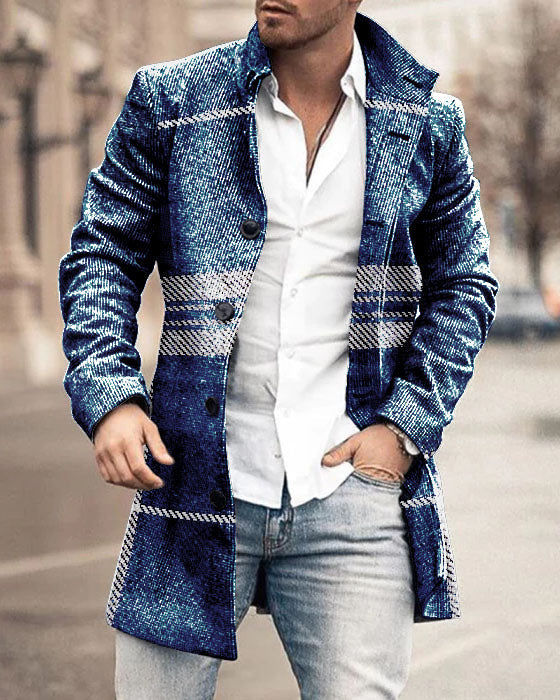Men's Woolen Mid-length Trench Coat