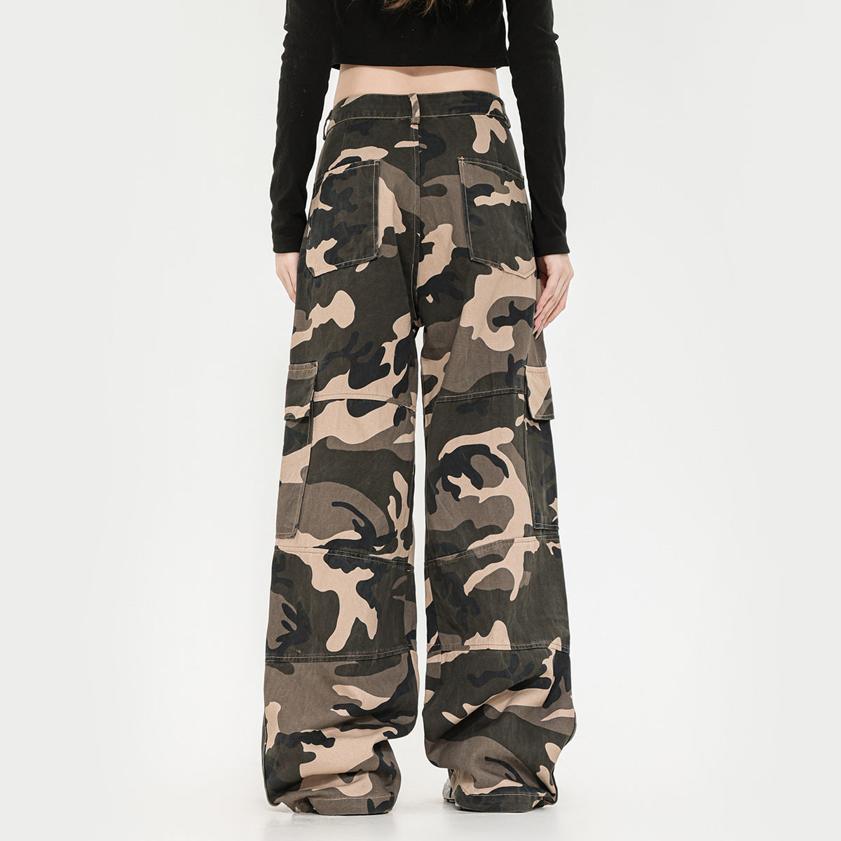 Retro Straight Cargo Camouflage Pants