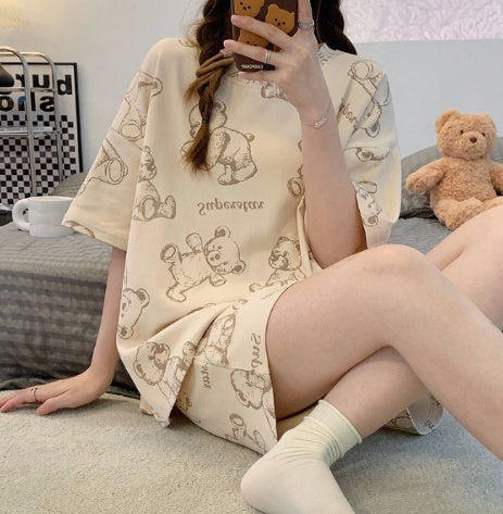 Women's Short-sleeved Silk Pajamas