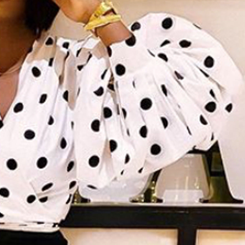 Women's Balloon Sleeves Polka Dot Blouse