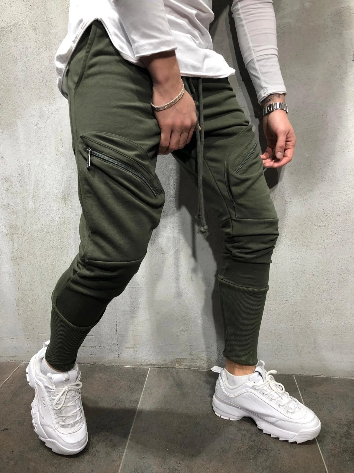 Men Zippered Sports Pants