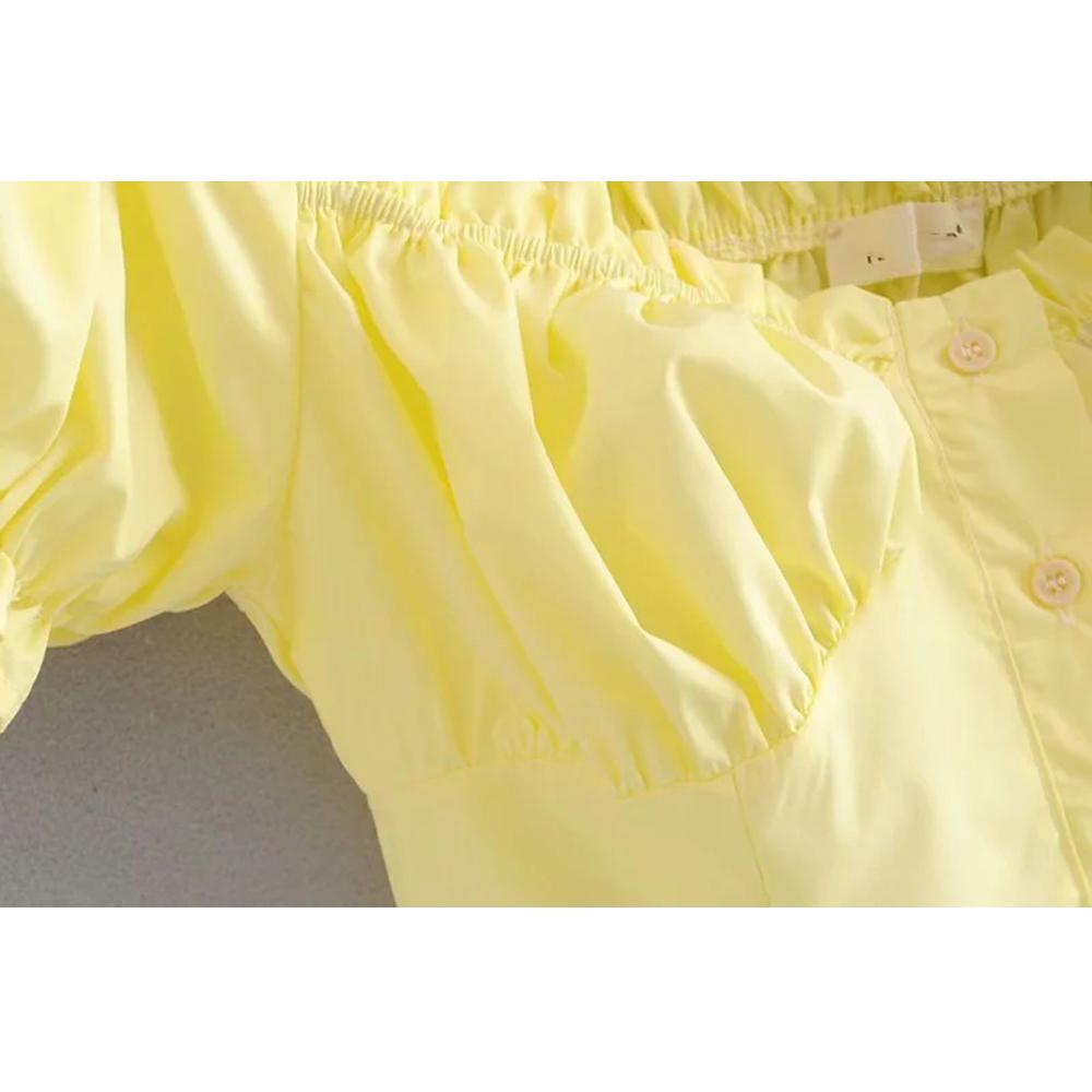 Bubble Sleeve Midriff Top